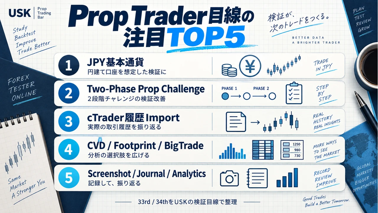 日本人プロップトレーダー向けForex Tester Online重要アップデート5選