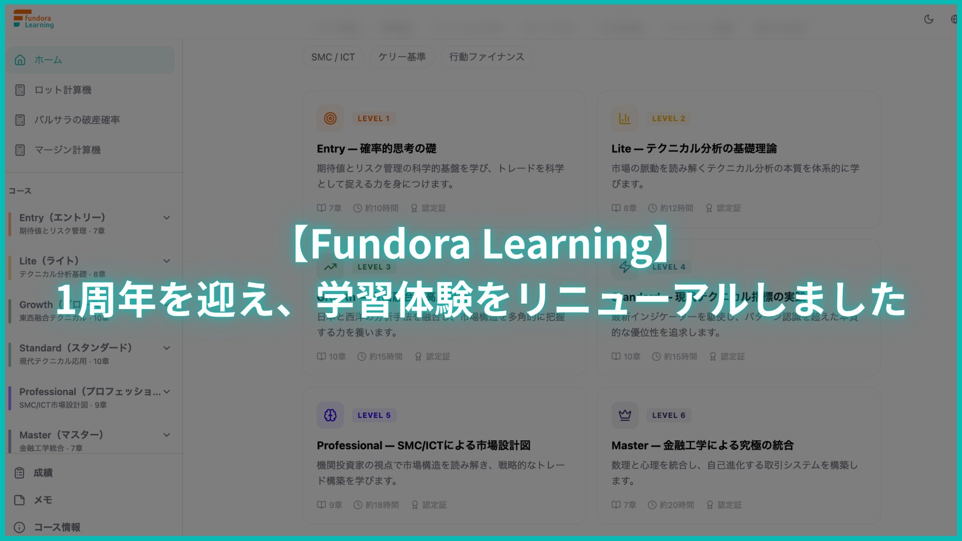 Fundora Learningリニューアル告知（全6レベル一覧）