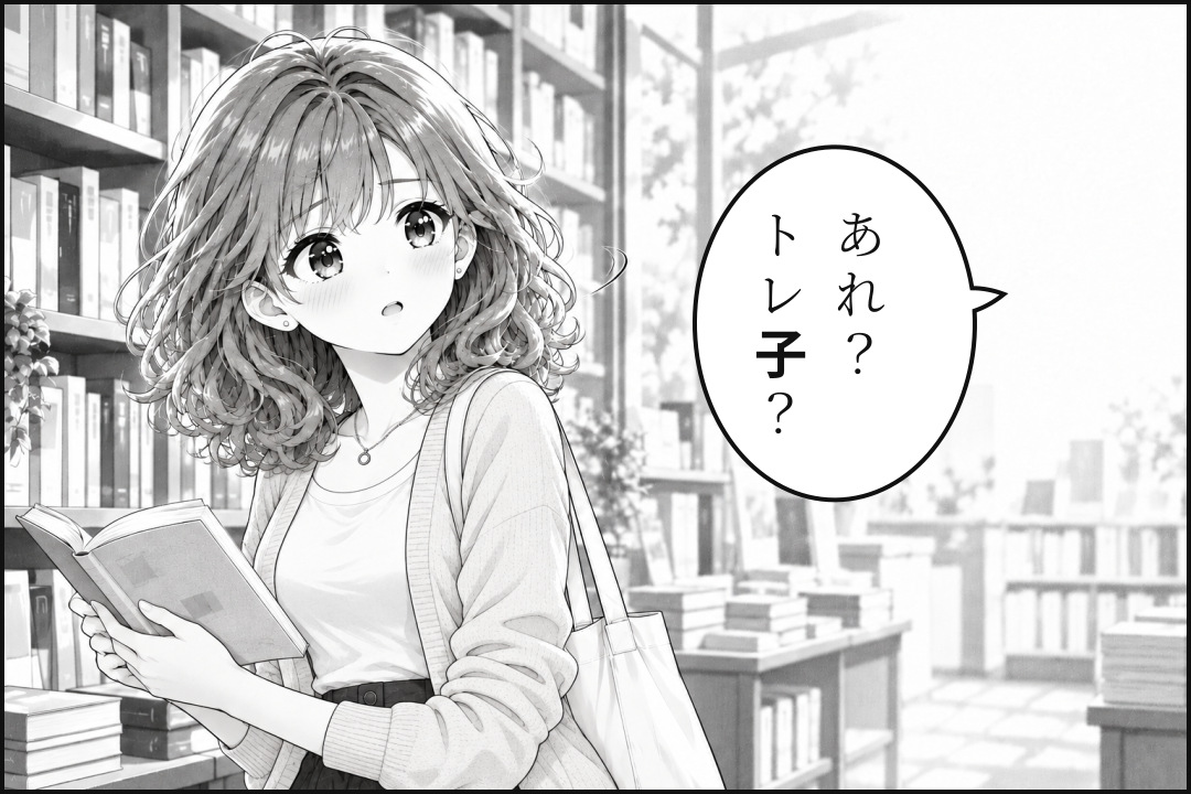 本屋でUSK先輩がトレ子に気付く。