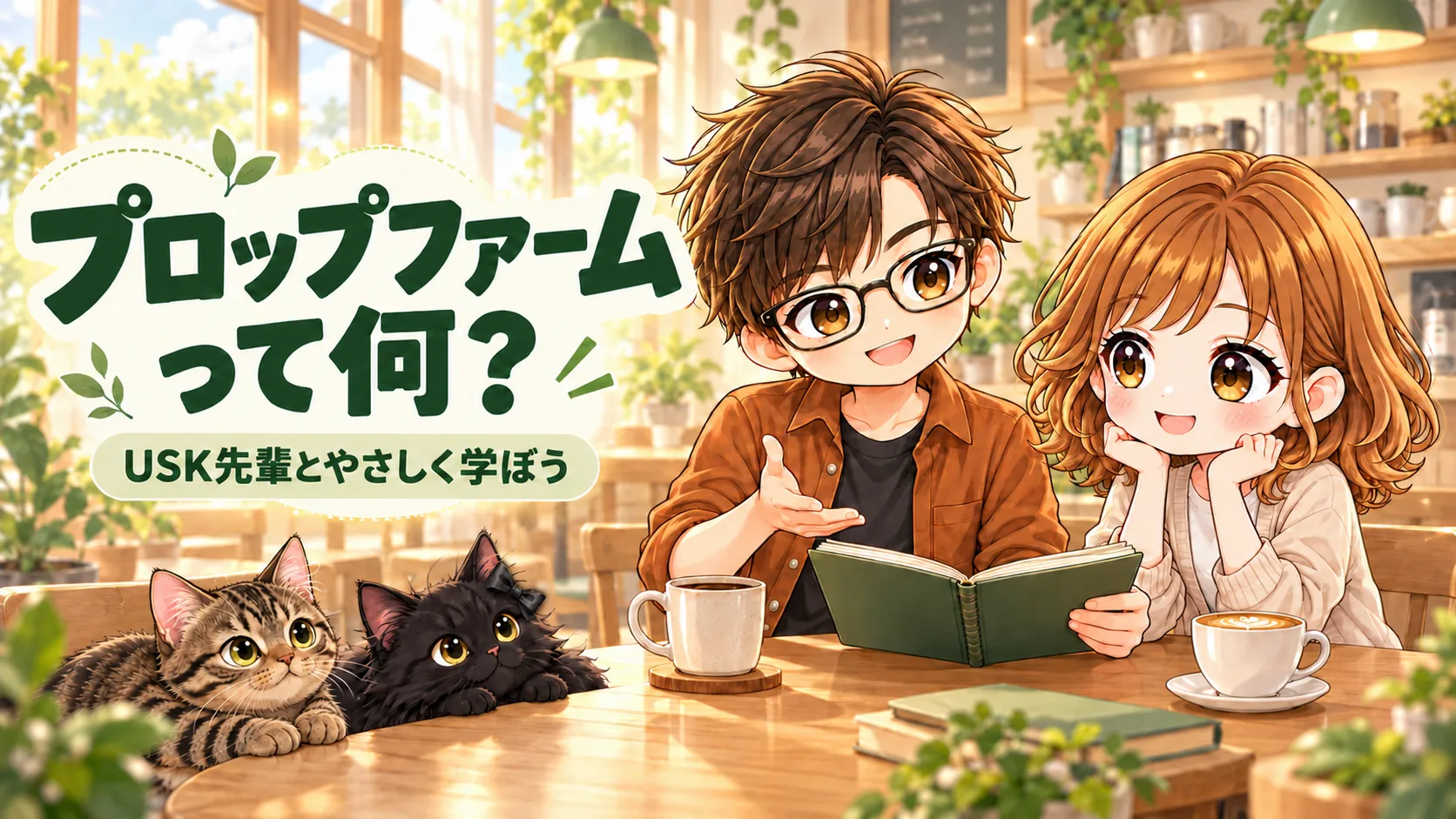 Episode1、カフェでプロップファームの仕組みを学ぶ二人のアイキャッチ