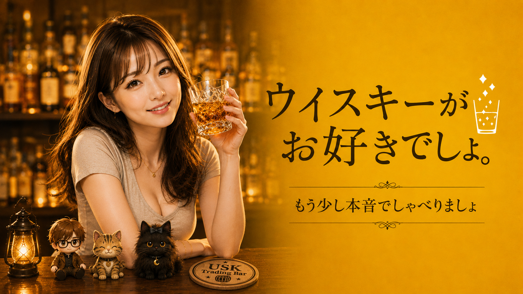 ウイスキーがお好きでしょう。もう少し本音でしゃべりましょ。